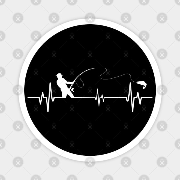 Fishing Heartbeat - Cool Funny Fishing lovers Gift Magnet by DnB